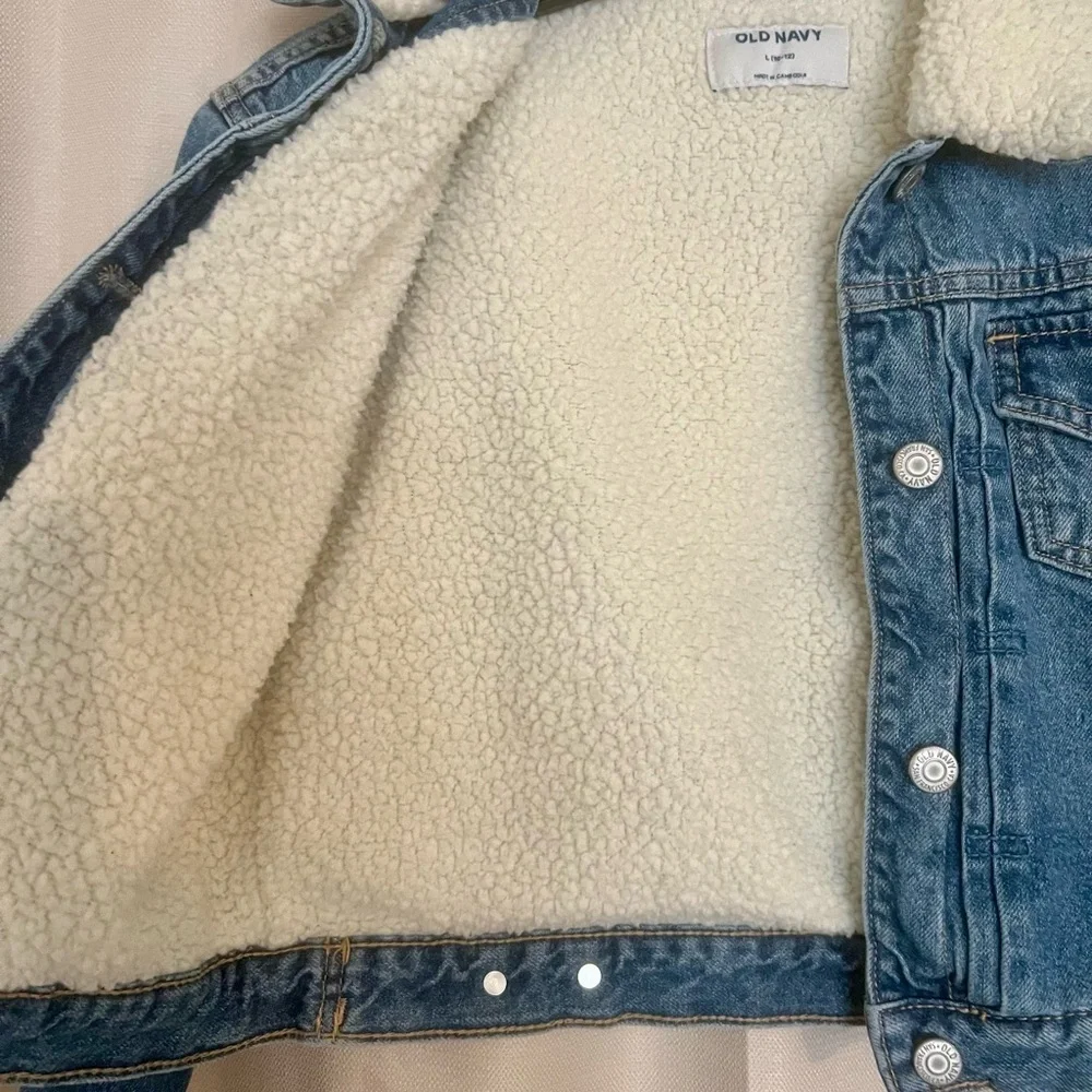 Old Navy Sherpa Lined Denim Jacket Girls L (10–12) Blue Trucker